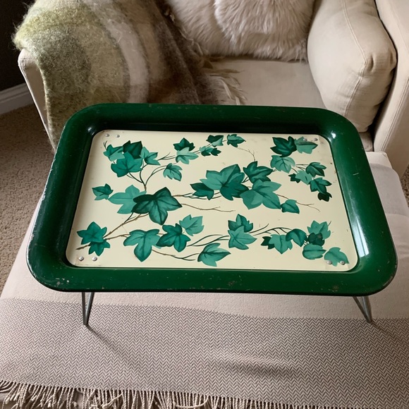 60s/70s Mid Century Metal Lap Bed Tray Green/Ivy